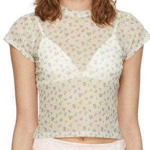 SSENSE Petra Collins Mesh Floral Top - Sz M